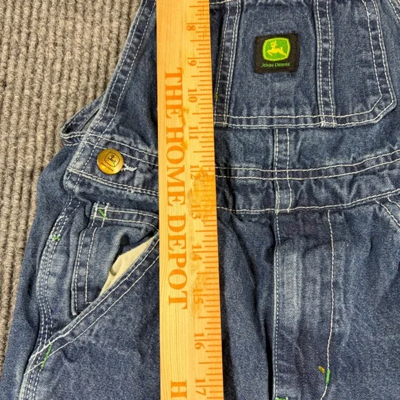 John Deere Kids Boys Blue Denim Overalls Size 6 Adjustable Straps Farming Style - Picture 8 of 9